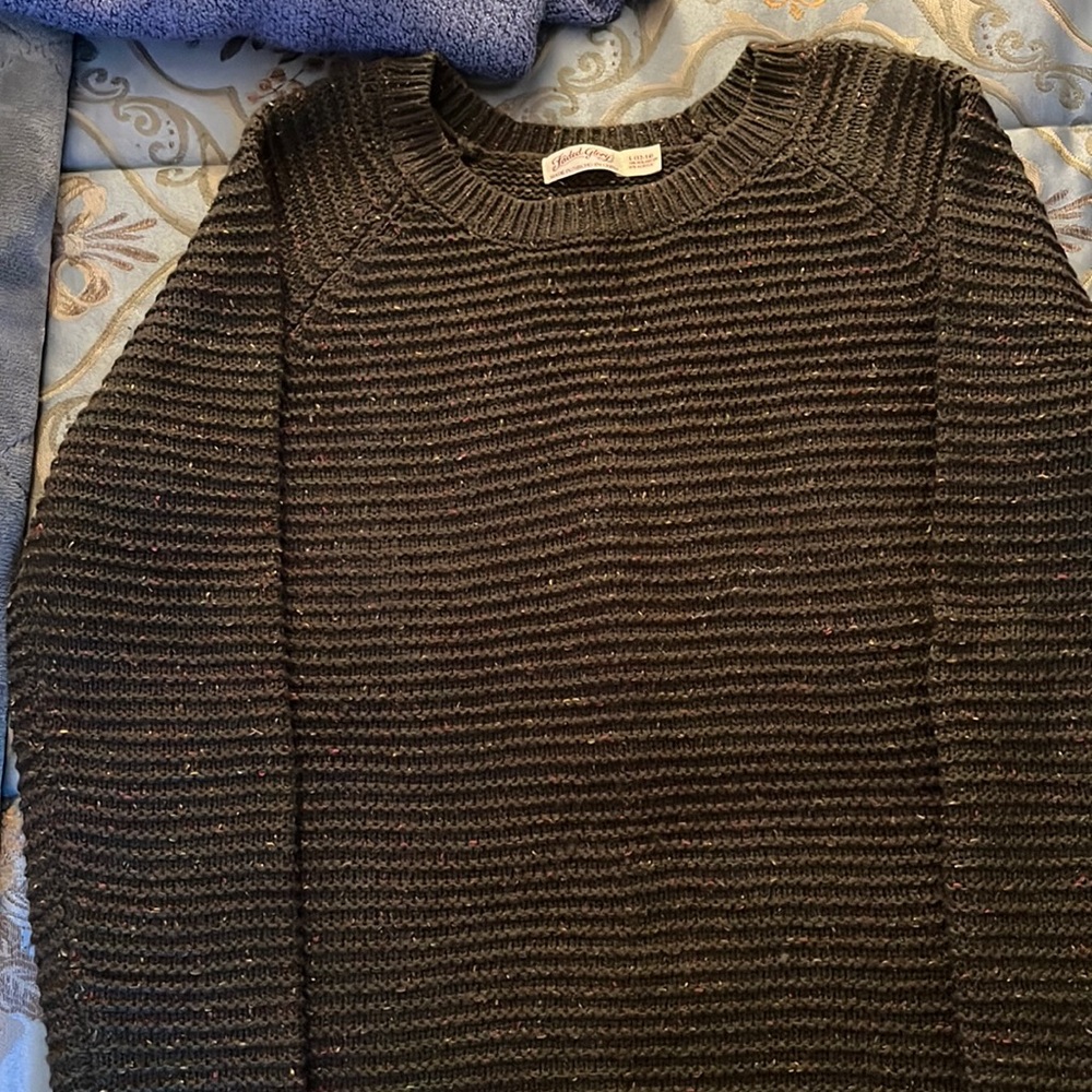 Woman’s Faded Glory Multicolored crew neck sweater. Size L